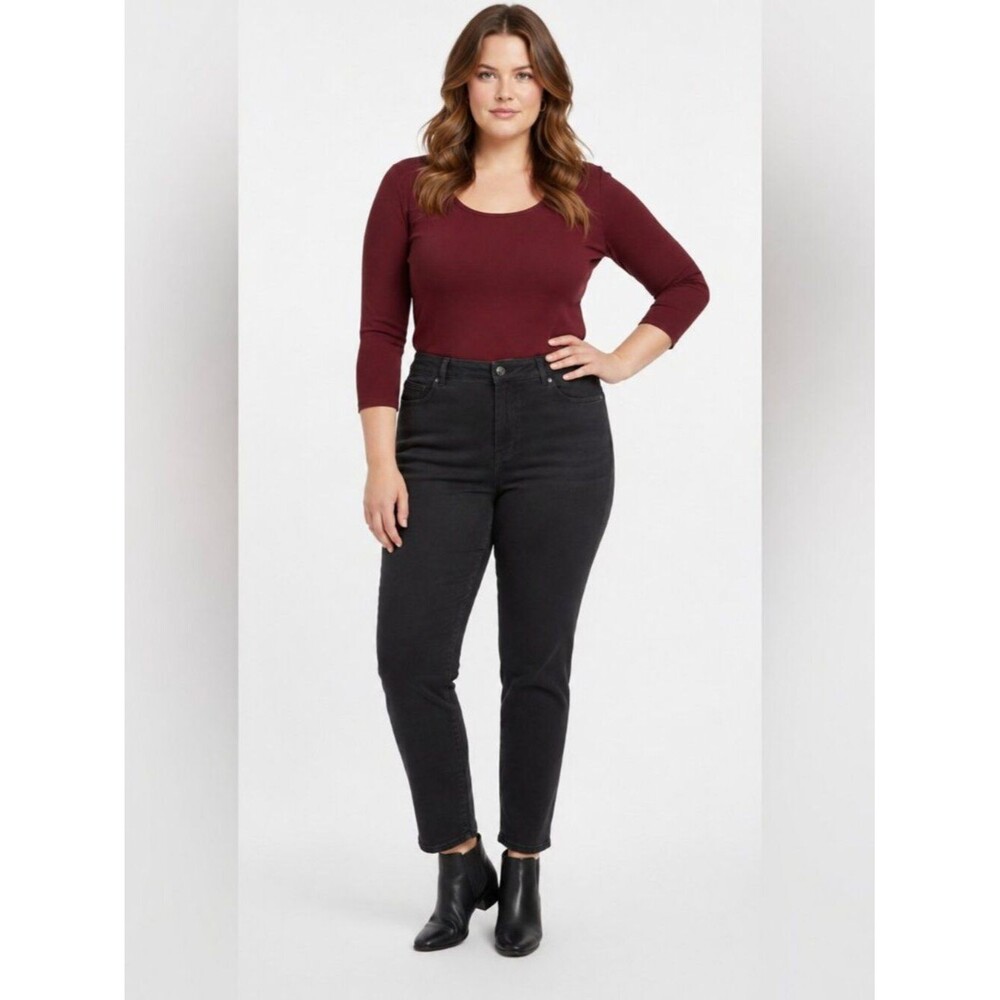 Talbots Simply Flattering Ankle Curvy Black Denim Cropped Jean 14P